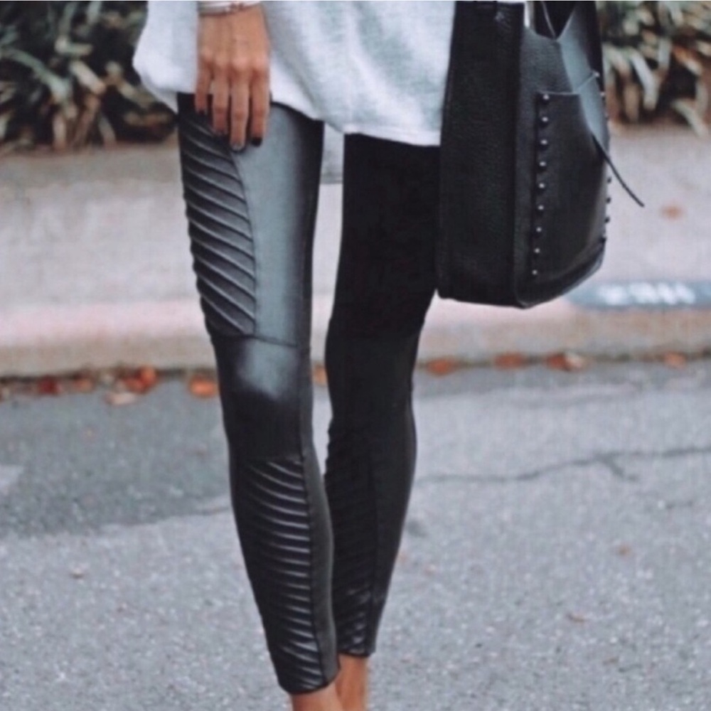 Spanx Black moto faux leather leggings